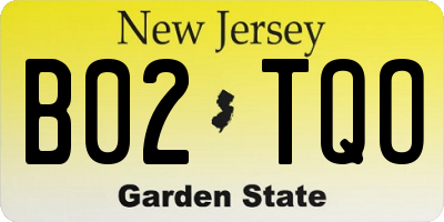 NJ license plate B02TQO