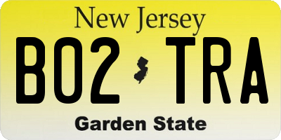 NJ license plate B02TRA