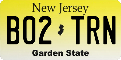 NJ license plate B02TRN
