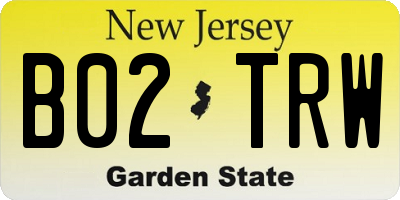 NJ license plate B02TRW