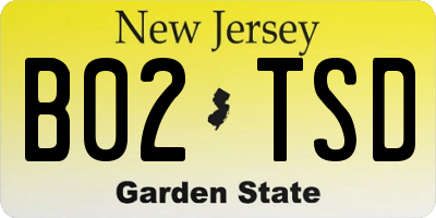 NJ license plate B02TSD