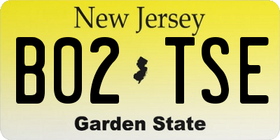 NJ license plate B02TSE