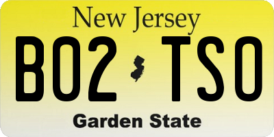 NJ license plate B02TSO