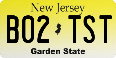 NJ license plate B02TST