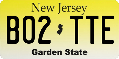 NJ license plate B02TTE