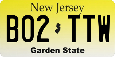 NJ license plate B02TTW