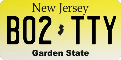 NJ license plate B02TTY