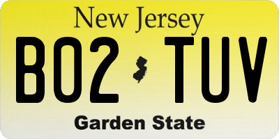 NJ license plate B02TUV