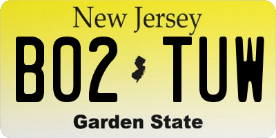 NJ license plate B02TUW