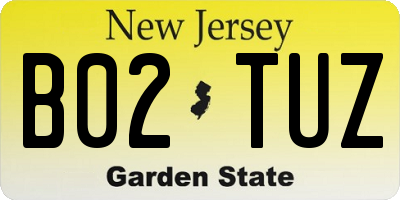 NJ license plate B02TUZ