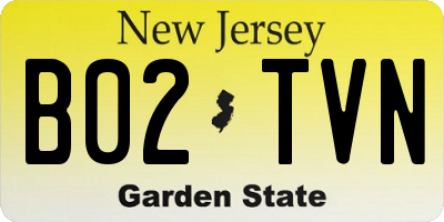 NJ license plate B02TVN