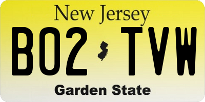 NJ license plate B02TVW
