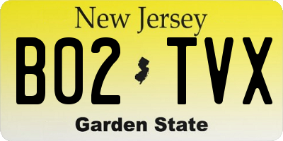 NJ license plate B02TVX