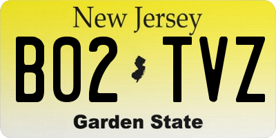 NJ license plate B02TVZ
