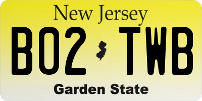 NJ license plate B02TWB