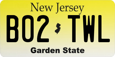 NJ license plate B02TWL