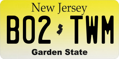 NJ license plate B02TWM