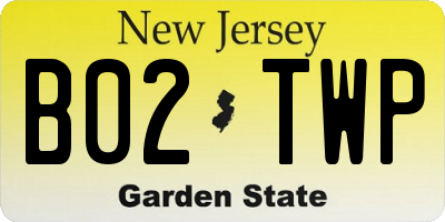 NJ license plate B02TWP