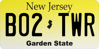 NJ license plate B02TWR