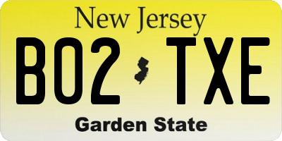 NJ license plate B02TXE