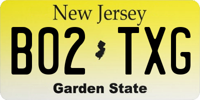NJ license plate B02TXG