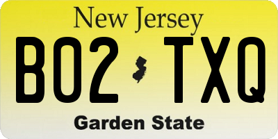 NJ license plate B02TXQ