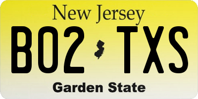 NJ license plate B02TXS