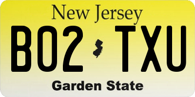 NJ license plate B02TXU