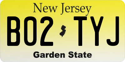 NJ license plate B02TYJ