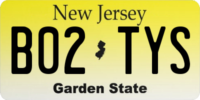 NJ license plate B02TYS