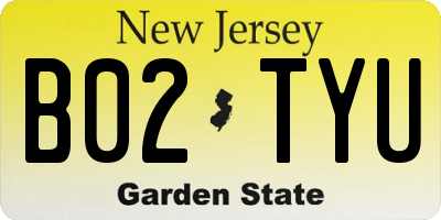 NJ license plate B02TYU