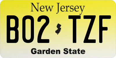 NJ license plate B02TZF