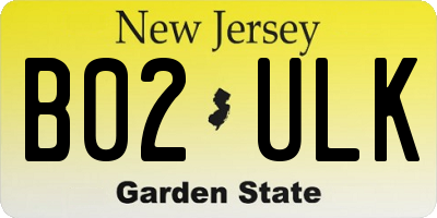 NJ license plate B02ULK