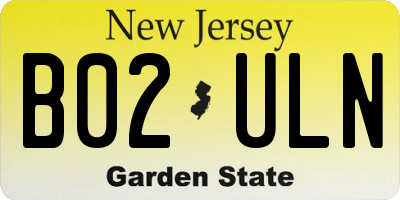 NJ license plate B02ULN