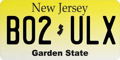 NJ license plate B02ULX