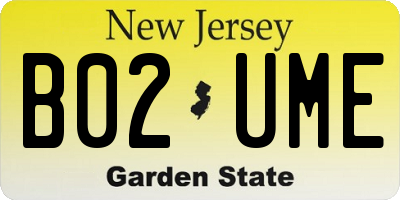 NJ license plate B02UME