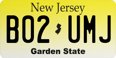 NJ license plate B02UMJ
