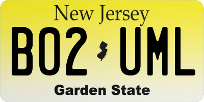 NJ license plate B02UML