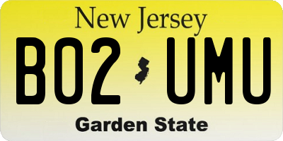 NJ license plate B02UMU