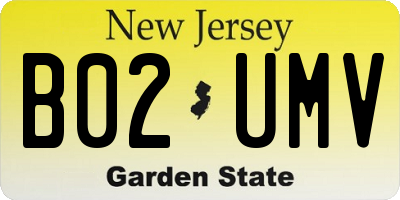 NJ license plate B02UMV