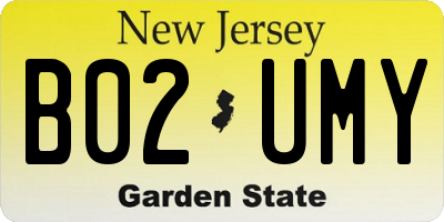 NJ license plate B02UMY