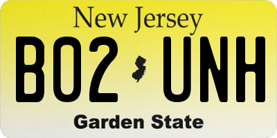 NJ license plate B02UNH
