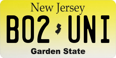 NJ license plate B02UNI