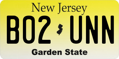 NJ license plate B02UNN