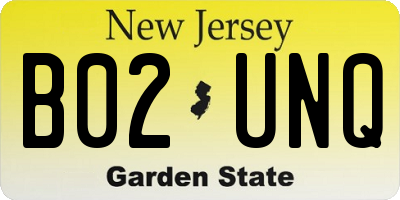 NJ license plate B02UNQ
