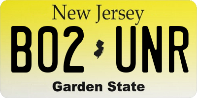 NJ license plate B02UNR