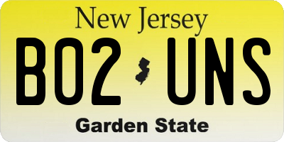 NJ license plate B02UNS