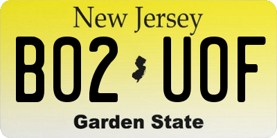 NJ license plate B02UOF