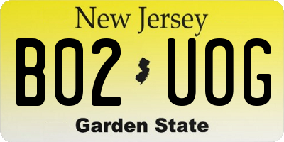 NJ license plate B02UOG