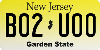 NJ license plate B02UOO